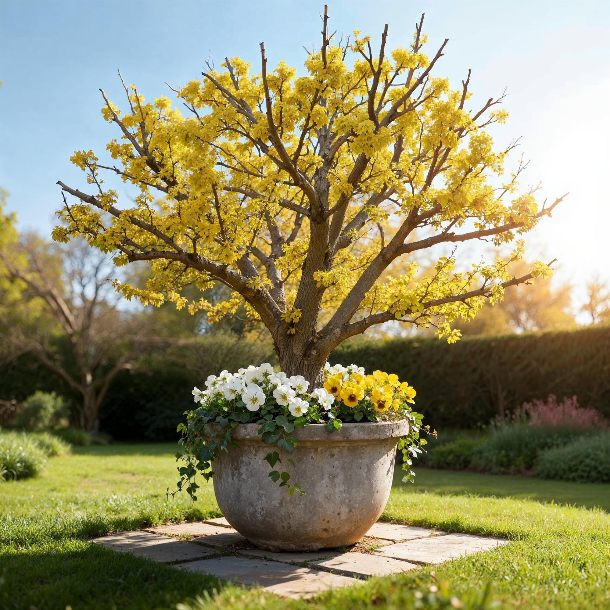 Image of Cornus mas – 12cm – Höhe ca. 35cm – Gelbe Frühjahrsblüte & dunkelgrünes Laub – Laubabwerfender pflegeleichte Kornelkirsche für Beet, Balkon & Terrasse-3