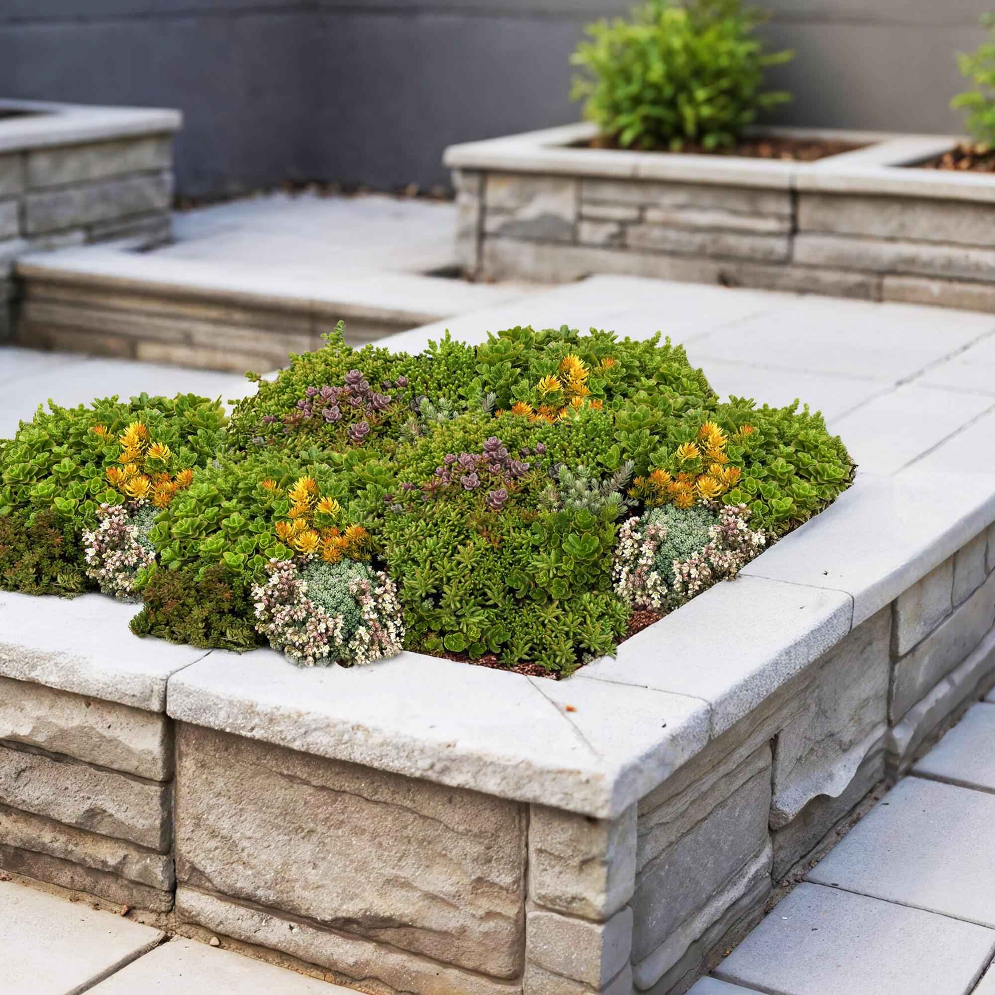 Image of Bodendecker Sedummatte – Winterhart – 2 Vegetationsmatten – 10 Sorten – Pflegeleichte Sukkulentenmatte für Garten, Dachbegrünung & Terrasse – 50x30cm