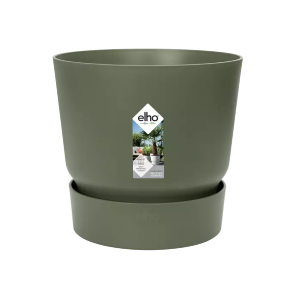 Image of Pflanztopf Greenville Rund Blattgrün – D20cm x H18cm – Blumentopf mit Wasserspeicher – Für Innen & Außen – Aus recyceltem Kunststoff – Mattgrün-0