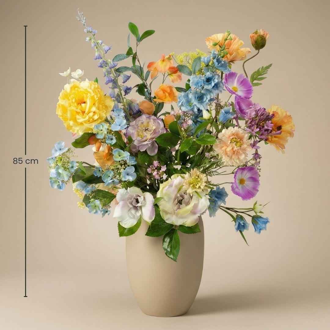 Image of Kunstblumenstrauß Soft Spring Deluxe – Real Touch Blumen – 18 Stiele – 85cm Höhe – Pastell Frühlingsfarben-1