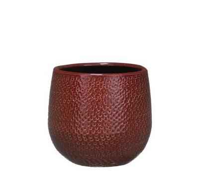 Image of Blumentopf Gabriel – Bordeaux – Ø14cm – Runder Keramik Pflanztopf in glänzender Optik – Modern & elegant-0