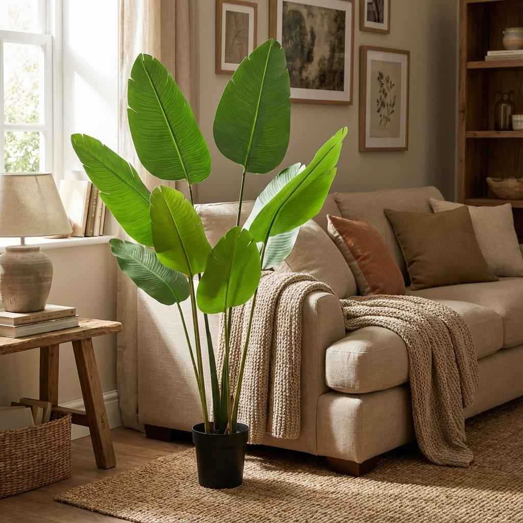 Image of Strelitzia Nicolai Kunstpflanze 155cm – Paradiesvogelblume Deko Pflanze – Pflegefreie Zimmerpflanze für Wohnzimmer Büro & Empfangsbereich-1