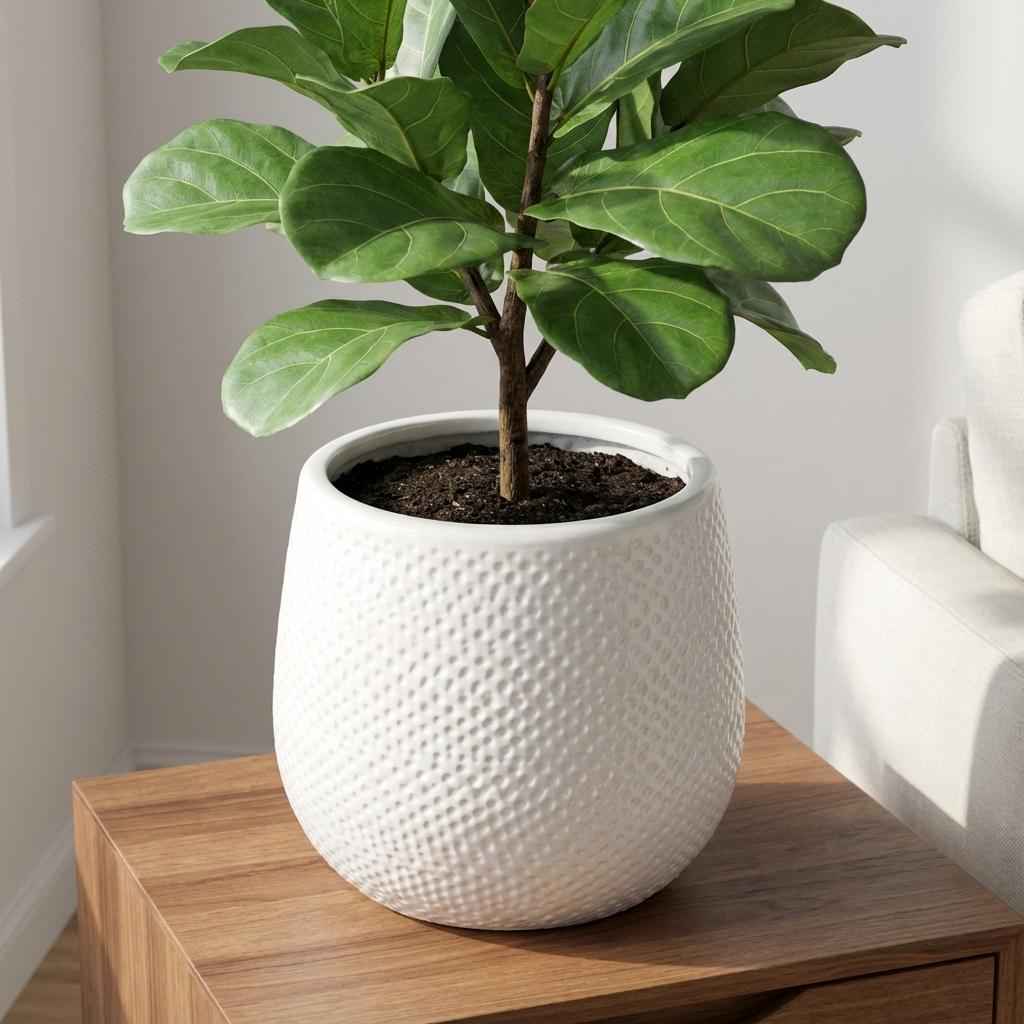 Image of Topf Gabriel Rund Weiß – D14cm – Moderner Keramik Blumentopf – Zeitloser Übertopf für Zimmerpflanzen – Elegant & vielseitig für Wohnraum Balkon & Büro-3