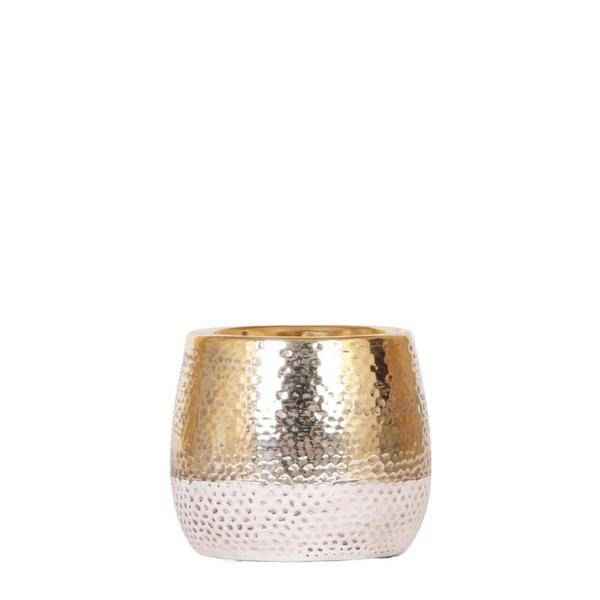 Image of Elite Topf – Gold – Ø9cm – Keramik Blumentopf für Zimmerpflanzen – & luxuriöser Ziertopf für Wohnzimmer, Büro & stilvolle Inneneinrichtung-0