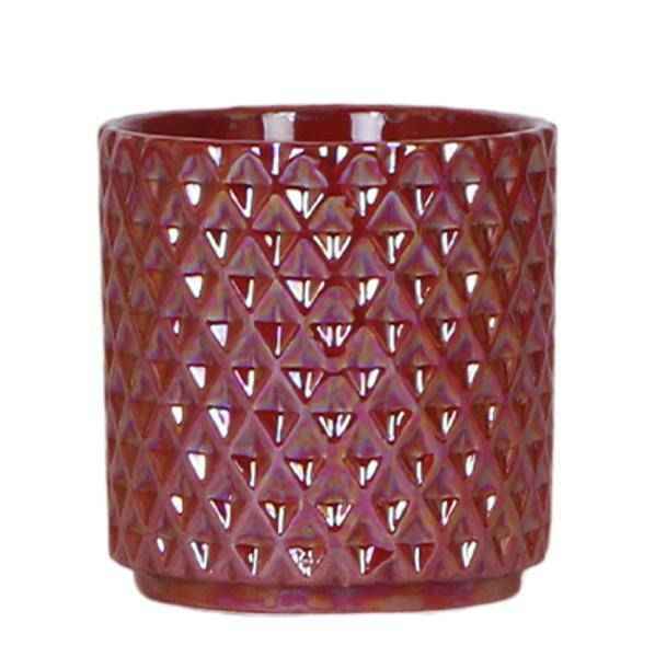 Image of Diamant Perle Dekotopf – Rot – Ø9cm – Keramik Übertopf aus der Colourful Optimism Kollektion-0