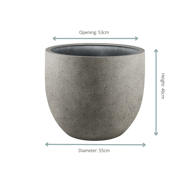 Image of Pflanztopf Grigio New Egg – Natürlicher Beton – D55cm x H46cm – Großer Blumentopf in Betonoptik – Für Innen & überdachte Außenbereiche