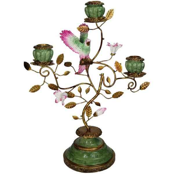 Image of Kerzenhalter Vogel – Polyresin – 26x13x37cm – Bunter Deko – Kerzenständer – Für Wohnzimmer, Schlafzimmer & Flur – Verspieltes Design-0
