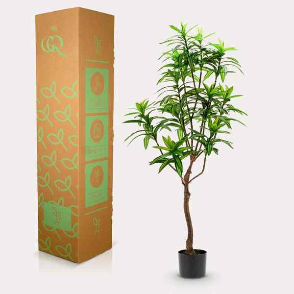 Image of Kunstpflanze Dracaena ↕130cm – künstliche Grünpflanze für Wohnzimmer, Büro, Flur & pflegeleichte Deko