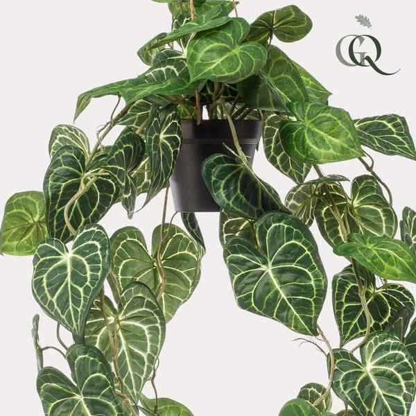 Image of Kunstpflanze Anthurium Clarinervium ↕80cm – künstliche Grünpflanze für Wohnzimmer, Büro, Flur & pflegeleichte Deko