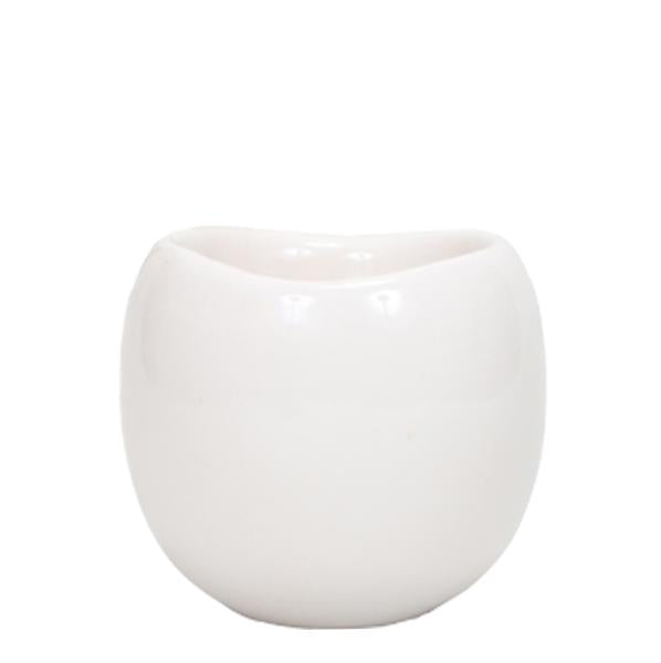 Image of Blumentopf Bowl – Weiß – Keramik – Ziertopf Ø9cm – Handgefertigter Übertopf mit Wellenrand – Für Zimmerpflanzen & Sukkulenten-0