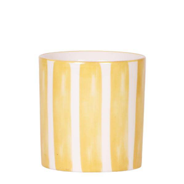 Image of Ziertopf Painted Stripe – Gelb – Ø9cm – Keramiktopf mit Streifenmuster – Pflanzentopf für Zimmerpflanzen, Sukkulenten & Kakteen-0
