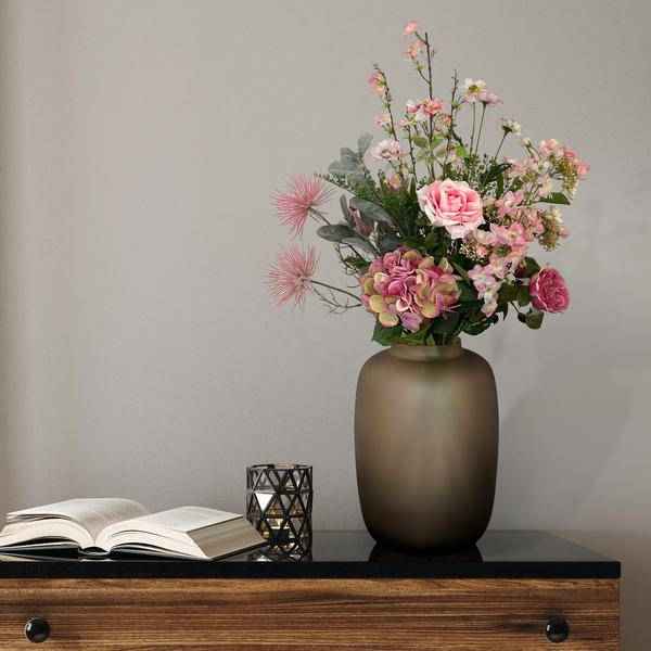 Image of Künstliche Blumen – Seidenblumenstrauß Pretty Pink – L – 89cm – Handgebunden – Hochwertiger Deko Blumenstrauß in Rosa für Wohnzimmer, Büro & Hochzeit