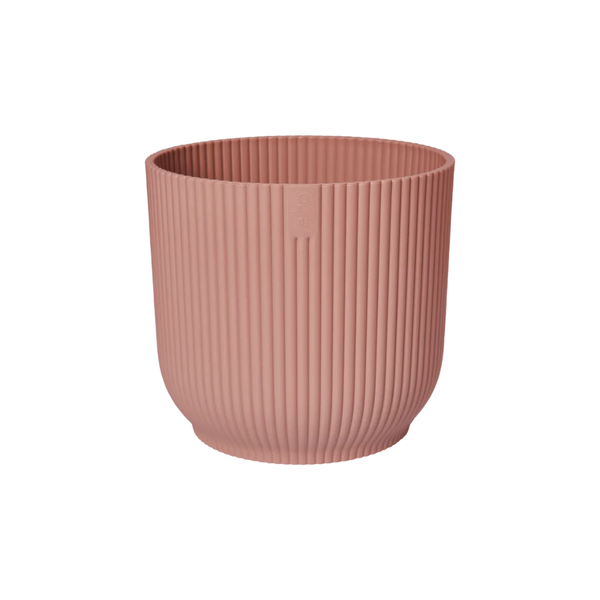 Image of Pflanztopf Vibes Fold – Rosa – D14cm x H13cm – Blumentopf mit Rillenstruktur – Mit Wasserablauf – Übertopf aus Kunststoff für Zimmerpflanzen-0