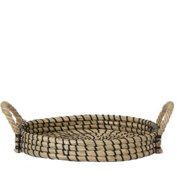 Image of Schwarzes Geflochtenes Tablett Ø30cm – Handgewebtes Deko – Tablett – Pflanzentablett & Wohnaccessoire