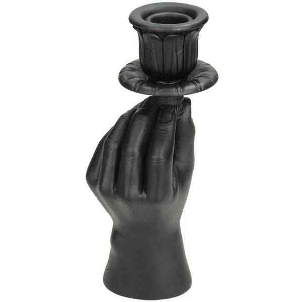 Image of Kerzenständer – Schwarze Hand – 20cm – Moderner Kerzenhalter aus Polystone – Künstlerische Deko – Design – Kerzenständer für Tisch & Regal-0