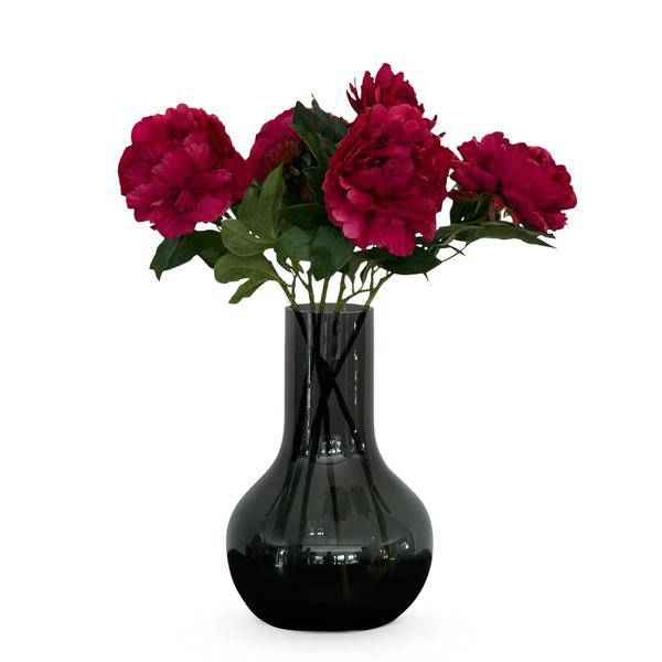 Image of Künstliche Blumenstrauß Pfingstrosen Dunkelrosa – 5 Stück je 65cm – Realistische Kunstblumen – Eleganter Deko Blumenstrauß-0