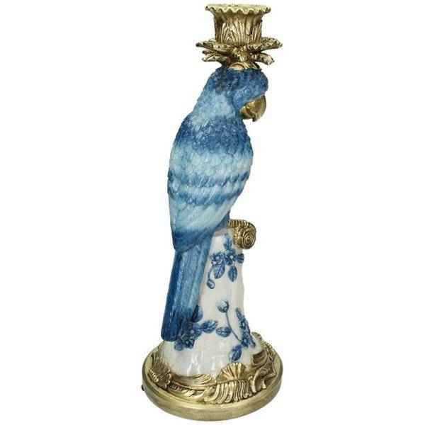 Image of Kerzenständer Vogel Blau Polyresin ↕36cm – dekorativer Kerzenhalter, Tischdeko & Wohnaccessoire für Zuhause-1