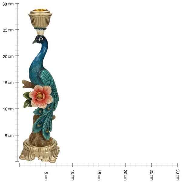 Image of Kerzenständer Peacock Multi – Bunte Dekoration – 29cm Höhe – Eleganter Kerzenhalter für Innen & Außen – Stilvolles Ambiente mit farbenfrohem Design-3