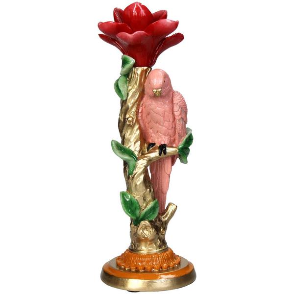 Image of Kerzenständer Pinker Papagei – 26cm – Polyresin – Bunte Deko – Wohnaccessoire & Tischdeko-0