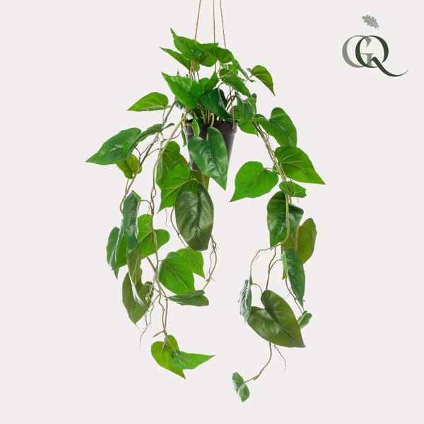 Image of Kunstpflanze Philodendron Hängepflanze ↕80cm – künstliche Grünpflanze für Wohnzimmer, Büro, Flur & pflegeleichte Deko