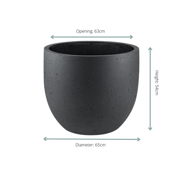 Image of Pflanztopf Grigio New Egg – Anthrazit – D65cm x H54cm – Extra großer Blumentopf in Betonoptik – Mit Wasserablauf – Fabien Design-1