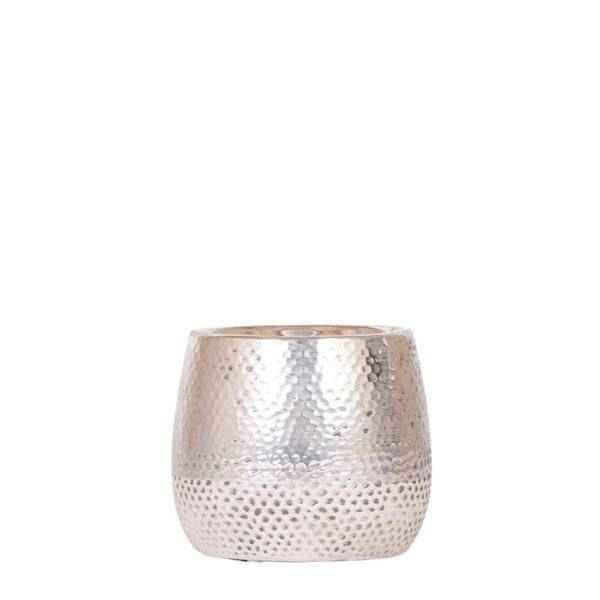 Image of Blumentopf Elite Silber – Ø9cm – Glänzender Keramik Übertopf – Dekorativer Pflanztopf für Zimmerpflanzen – Keramiktopf für stilvolle Innendeko