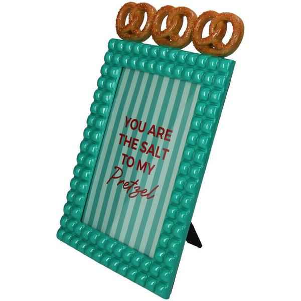 Image of Bilderrahmen Pretzel – Polyresin – Türkis – 13x18cm – Verspieltes Brezel – Design – Kreative Foto – Deko für Zuhause-1