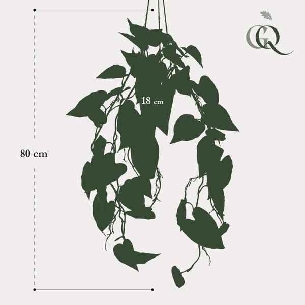 Image of Kunstpflanze Philodendron Hängepflanze ↕80cm – künstliche Grünpflanze für Wohnzimmer, Büro, Flur & pflegeleichte Deko