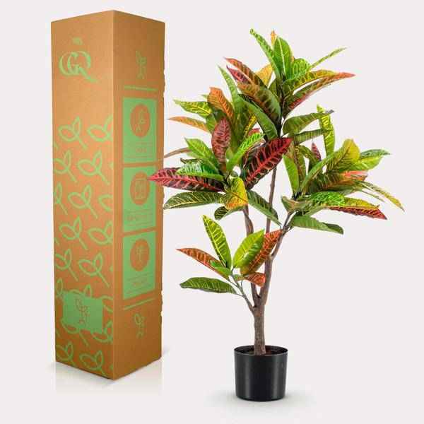 Image of Kunstpflanze Croton Codiaeum – Wunderstrauch – 95cm – künstliche Pflanze mit bunt gefärbten Blättern & Holzstamm – Deko-Pflanze für Zimmer & Büro-3