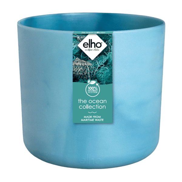 Image of Pflanztopf Ocean Atlantikblau D18xH17 – Nachhaltiger Blumentopf aus Ozean – inspiriertem Recyclingmaterial – Mit Drainageloch-1