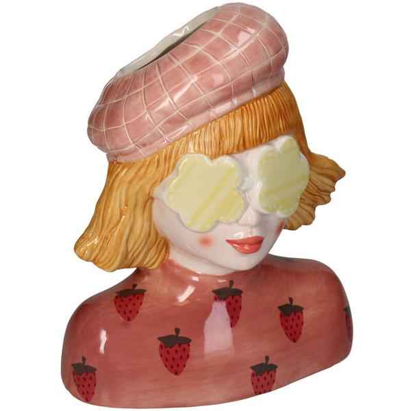 Image of Vase Girl Strawberry – Pink Tontopf – ↑24cm – Verspielte Deko – Vase – Für Blumen & Wohnraum – Charmantes Design-4