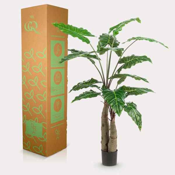 Image of Kunstpflanze Alocasia ↕150cm – künstliche Grünpflanze für Wohnzimmer, Büro, Flur & pflegeleichte Deko