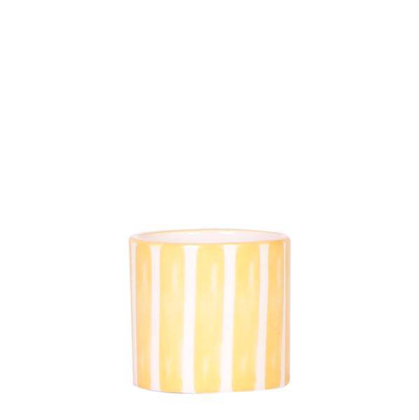Image of Ziertopf Painted Stripe – Gelb – Ø6cm – Keramiktopf mit Streifenmuster – Pflanzentopf für Sukkulenten, Kakteen & kleine Zimmerpflanzen-0