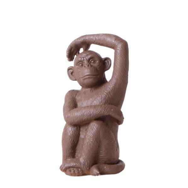 Image of Ornament Dekoskulptur Sitzender Affe – Braun – Handgefertigte Polystone – Figur – 13cm – Dekoration für Zuhause & Pflanzenarrangements