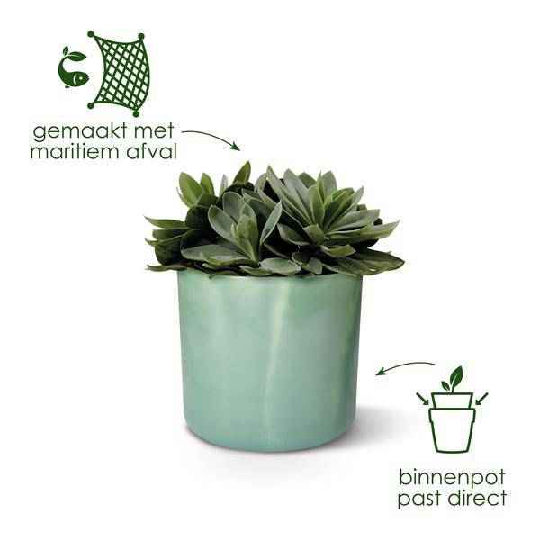 Image of Pflanztopf Ocean Atlantikblau D18xH17 – Nachhaltiger Blumentopf aus Ozean – inspiriertem Recyclingmaterial – Mit Drainageloch-2