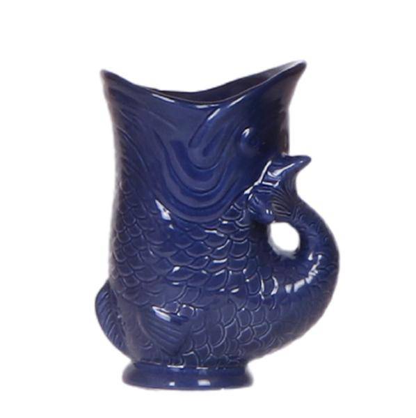 Image of Fisch Topf – Blau – Ø9cm – Keramik Ziertopf in Fisch – Optik – Blumentopf für Sukkulenten, Kakteen & kleine Zimmerpflanzen-0