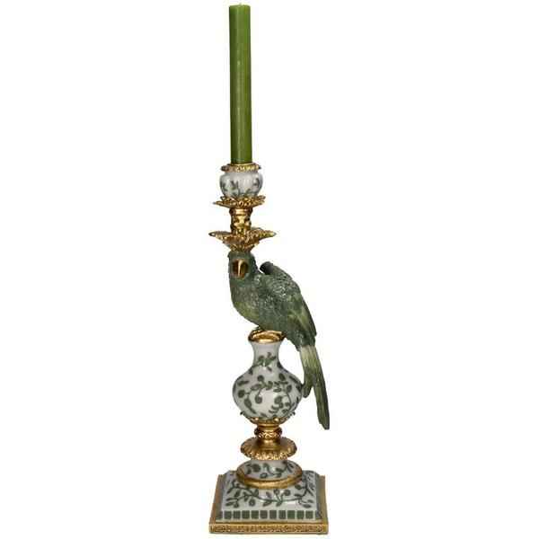 Image of Kerzenhalter Vogel – Grün – Polyresin – 13x13x39cm – Deko & Wohnaccessoire