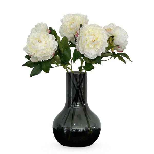 Image of Künstliche Blumenstrauß Pfingstrosen Creme – 5 Stück je 65cm – Realistische Kunstblumen – Zeitloser Deko Blumenstrauß-0