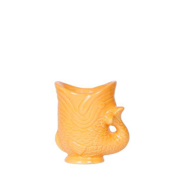 Image of Fisch Topf – Orange – Ø6cm – Keramik Übertopf in Fischform – Glänzender Blumentopf für kleine Pflanzen & Sukkulenten-0