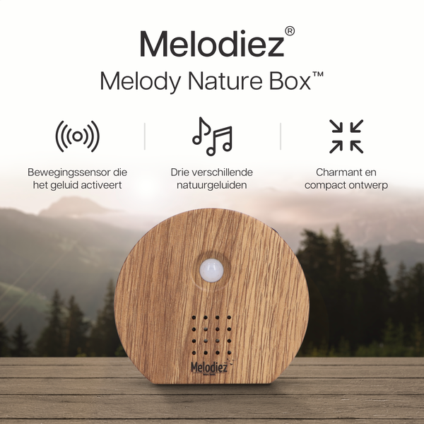 Image of Melodiez Musikbox – Melody Nature Box aus dunklem Holz – Soundbox mit Vogelgezwitscher, Meeresrauschen & Dschungelklängen – Mit Bewegungsmelder-2