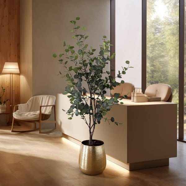 Image of Kunstpflanze Eukalyptusbaum Blauer Gummibaum ↕180cm – künstliche Grünpflanze für Wohnzimmer, Büro, Flur & pflegeleichte Deko-2