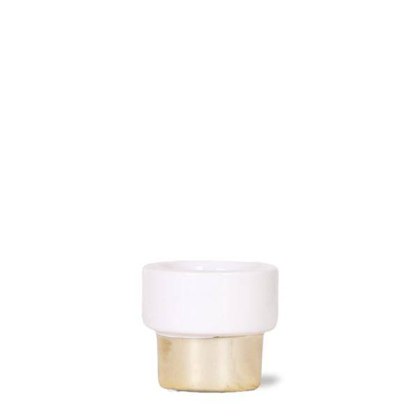 Image of Übertopf Lush – Ø6cm – Keramiktopf in Weiß – Gold – Glänzender Blumentopf für kleine Pflanzen & Sukkulenten-0