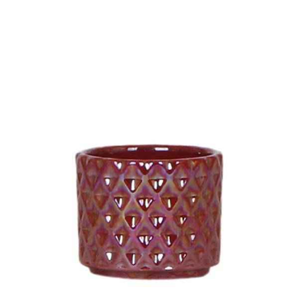 Image of Diamant Perle Dekotopf – Rot – Ø6cm – Keramik Blumentopf mit edlem Glanz – Pflanztopf im modernen Design-0