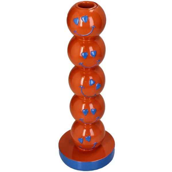 Image of Kerzenhalter Smiley – Polyresin – Orange – 9x9x26,5cm – Fröhlicher Deko – Kerzenständer – Für Innenbereiche – Verspieltes Design für Zuhause-0