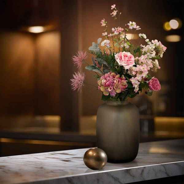 Image of Künstliche Blumen – Seidenblumenstrauß Pretty Pink – L – 89cm – Handgebunden – Hochwertiger Deko Blumenstrauß in Rosa für Wohnzimmer, Büro & Hochzeit