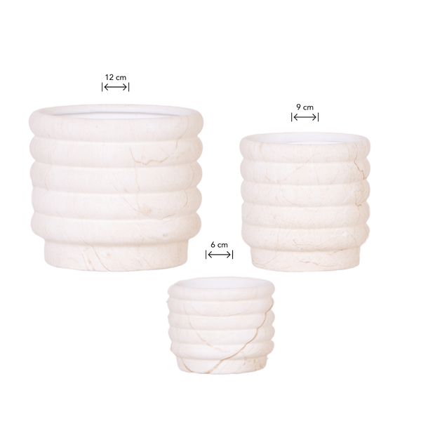 Image of Kombi – Angebot Marmor Töpfe – 3er Set – Dekotöpfe in Marmoroptik – Ø6cm, Ø9cm & Ø12cm – Elegante Pflanzentöpfe für Zimmerpflanzen & Sukkulenten