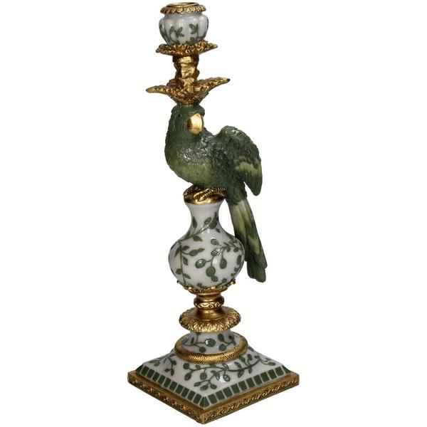 Image of Kerzenhalter Vogel – Grün – Polyresin – 13x13x39cm – Deko & Wohnaccessoire