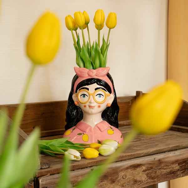 Image of Tulpenstrauß Gelb – 10 Kunsttulpen – 42cm – Real Touch – Fröhliche & langlebige Wohnraumdekoration-2