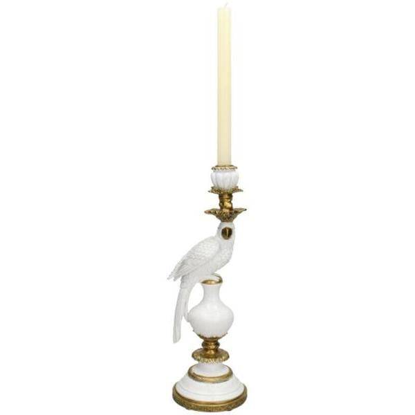 Image of Kerzenständer Vogel Weiß Polyresin ↕40cm – dekorativer Kerzenhalter, Tischdeko & Wohnaccessoire für Zuhause-1