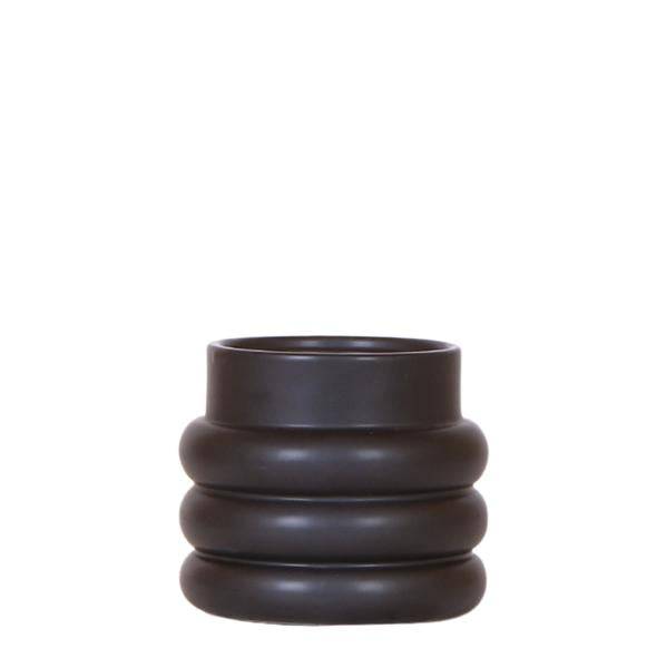 Image of Bubble Dekotopf – Schwarz – Ø9cm – Keramik Blumentopf mit Struktur – Stilvoller Pflanzentopf für Zimmerpflanzen, Sukkulenten & Kakteen-0